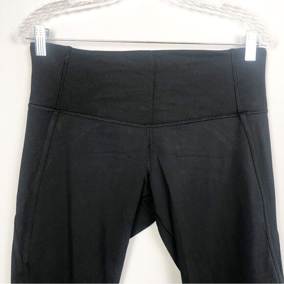 LULULEMON | Solid Black Mesh Detail Crop Leggings Back Zipper Women’s Size 10 - Picture 3 of 11